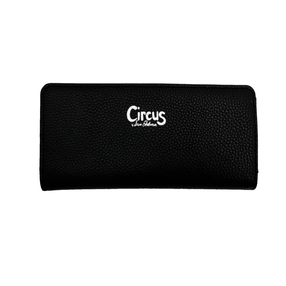 Circus by Sam Edelman Black Bi Fold Wallet Vegan Leather Wristlet 4"x8"